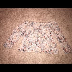Floral/plant like print off the shoulder shirt